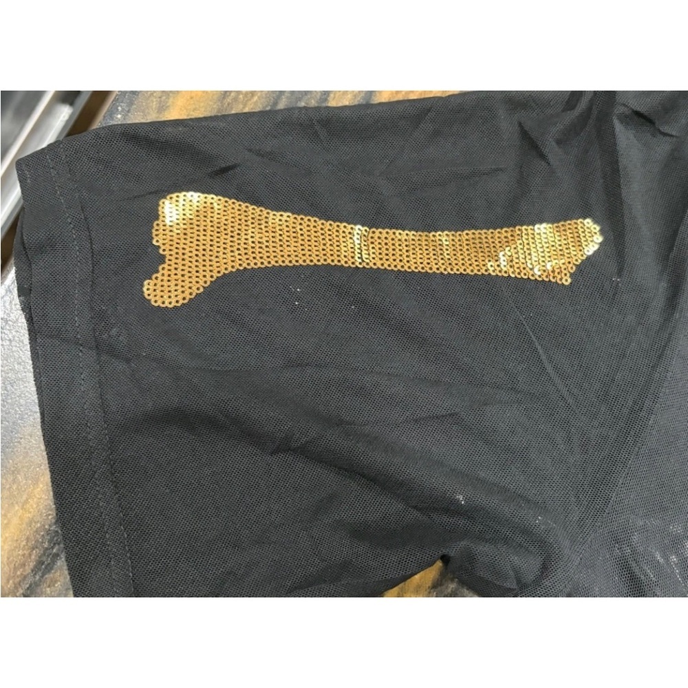Tipsy Elves Black Sheer Mini Dress with Gold Sequin Skeleton - Picture 5 of 7